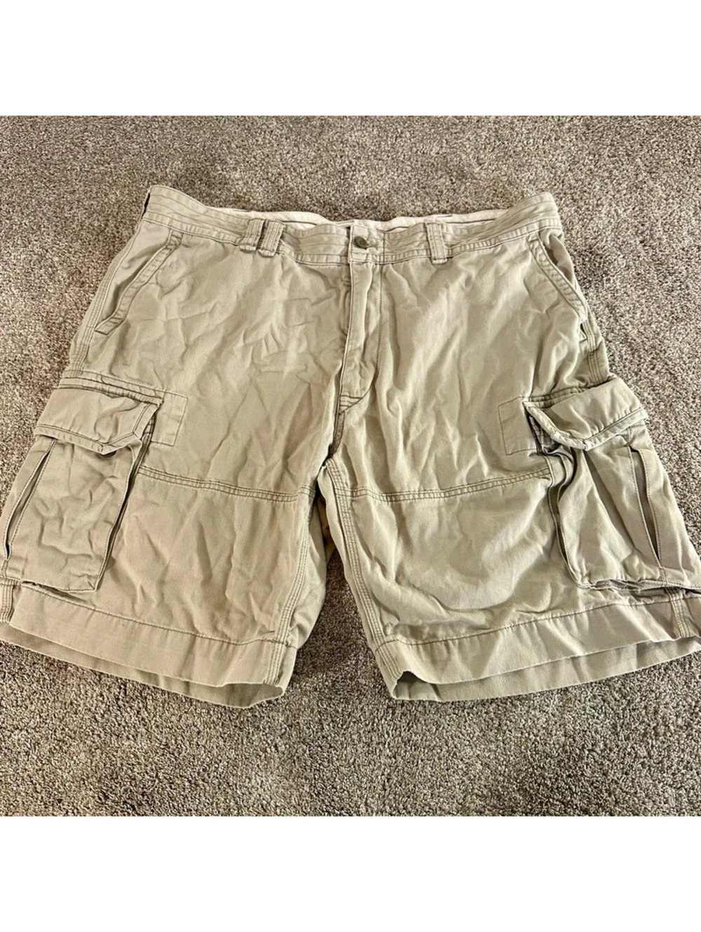 Polo Ralph Lauren Men's Classic Chino Cargo Tan Khaki Shorts 100% Cotton Size 42